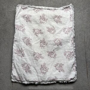 Shabby Chic Floral Pillow Shams Set of 2 Pink Rose Print Ruffle Trim Cottagecore